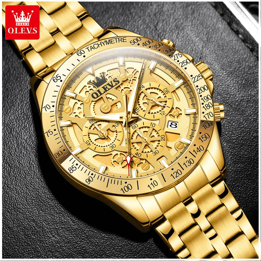 Reloj para Hombre Clásico de Lujo Acero Inoxidable Dorado