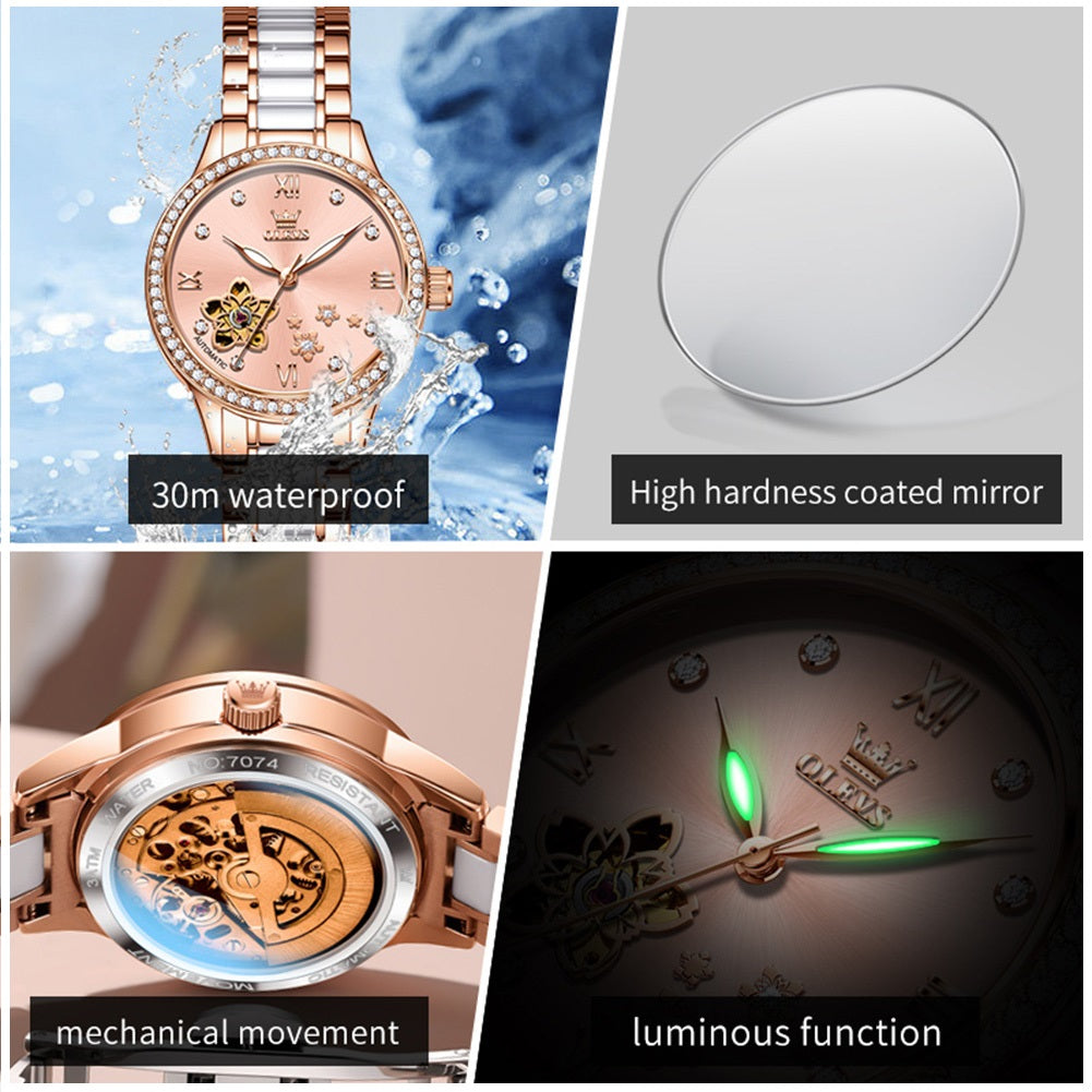 Reloj Automático Mujer Elegante 32mm Acero Inoxidable y Cerámica