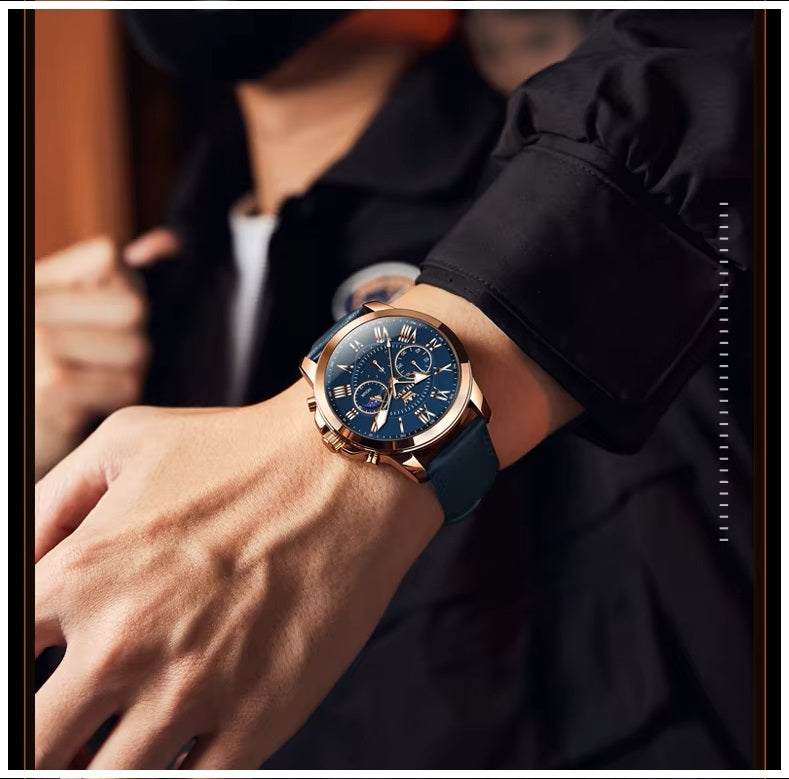 Reloj para Hombre Fase Lunar Estilo Elegante y Deportivo