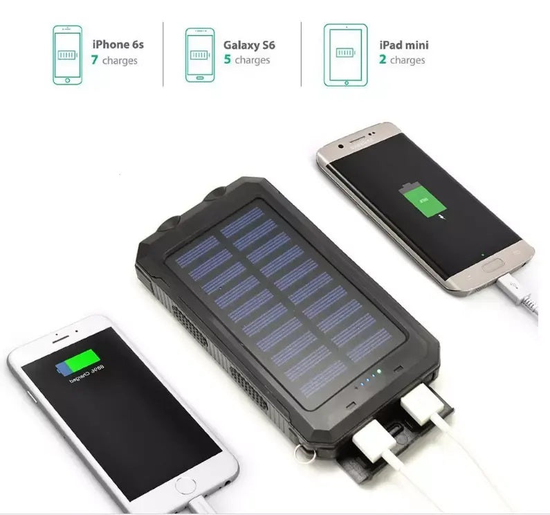 Cargador Solar Portátil 20000mAh Linterna Resistente al Agua y polvo
