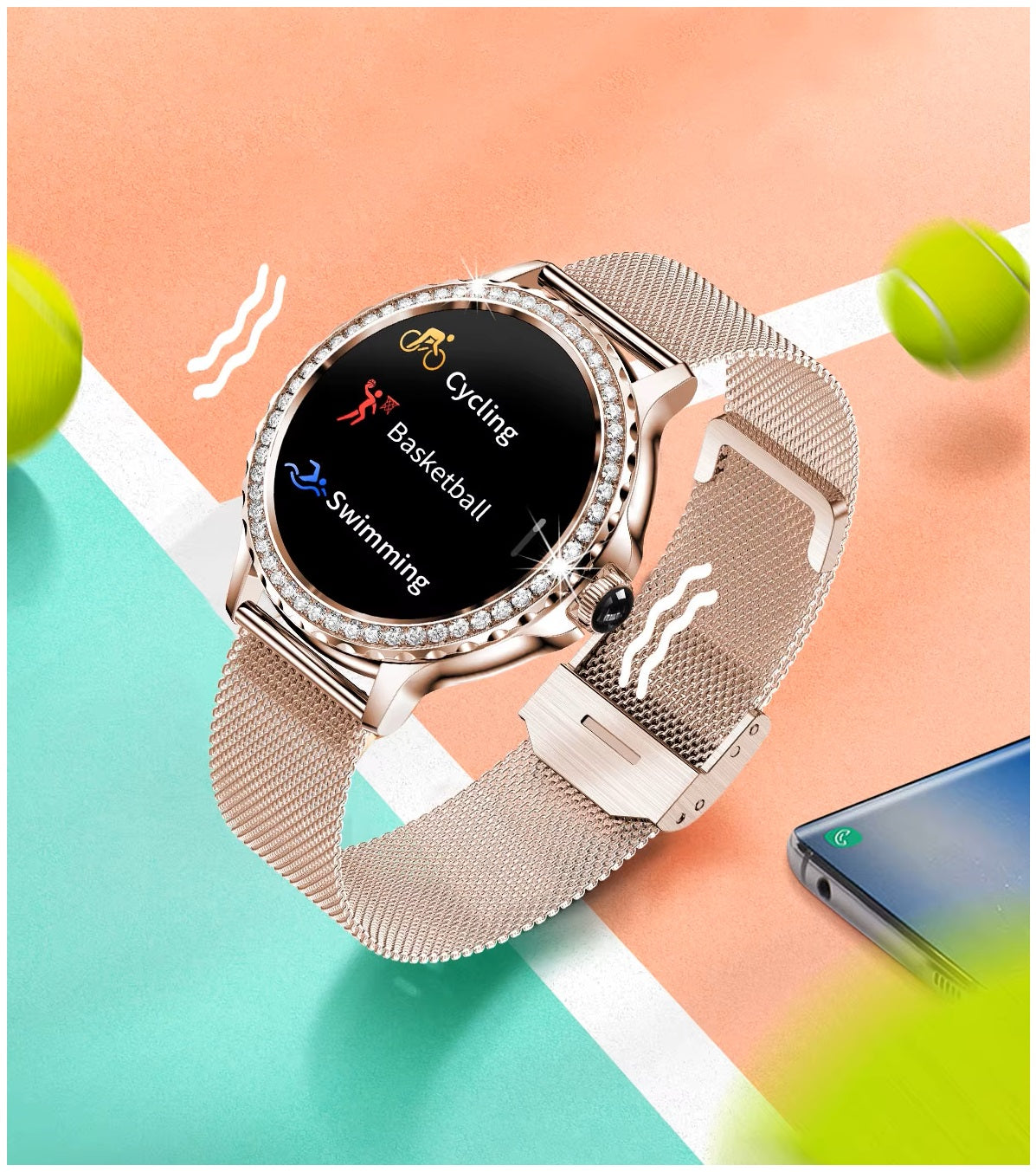 Smartwatch I58 para Mujer, Llamadas Bluetooth y Correa Metálica