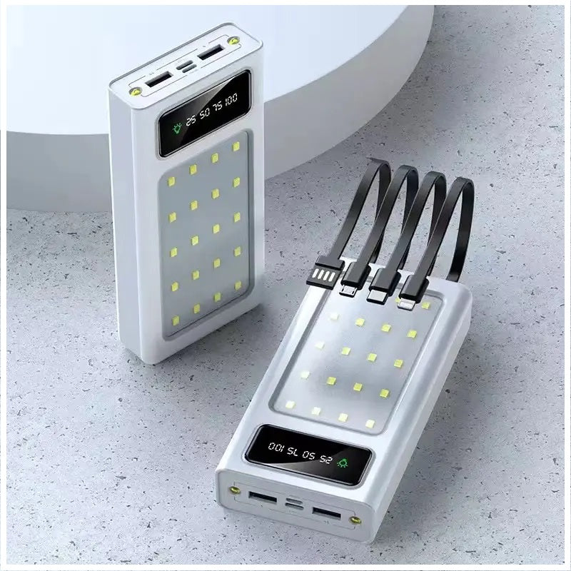 Power Bank 20000mAh Carga Rápida Luces para Camping Multifuncional