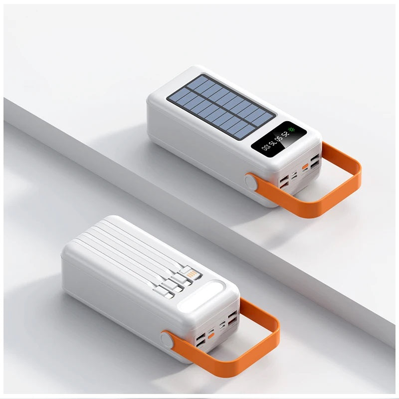 Power Bank Solar 40000mAh Cables Integrados Luz LED