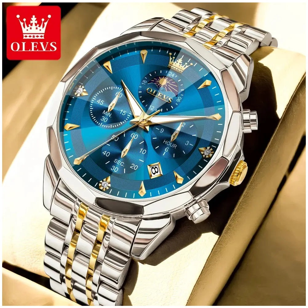 Reloj Hombre Acero Inoxidable Azul con Cronógrafo