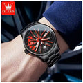Reloj para Hombre con Diseño Exclusivo Llanta de Coche Giratoria