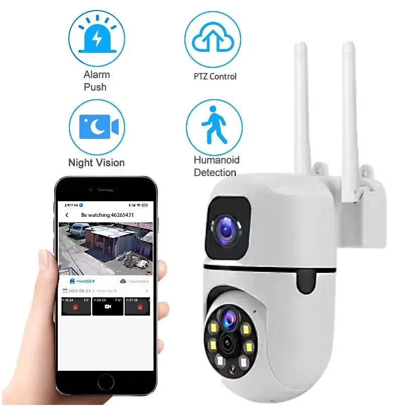 Cámara de Seguridad WiFi Lente Dual Monitoreo 360° Full HD – Diseño B