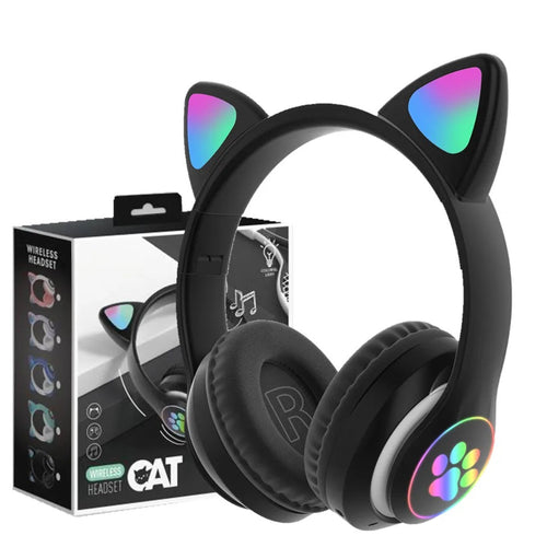 Audífonos RGB Orejas de Gato Bluetooth 5.0 – Negro