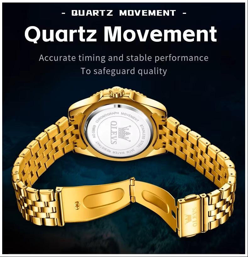Reloj Dorado para Hombre Diseño Deportivo de Lujo