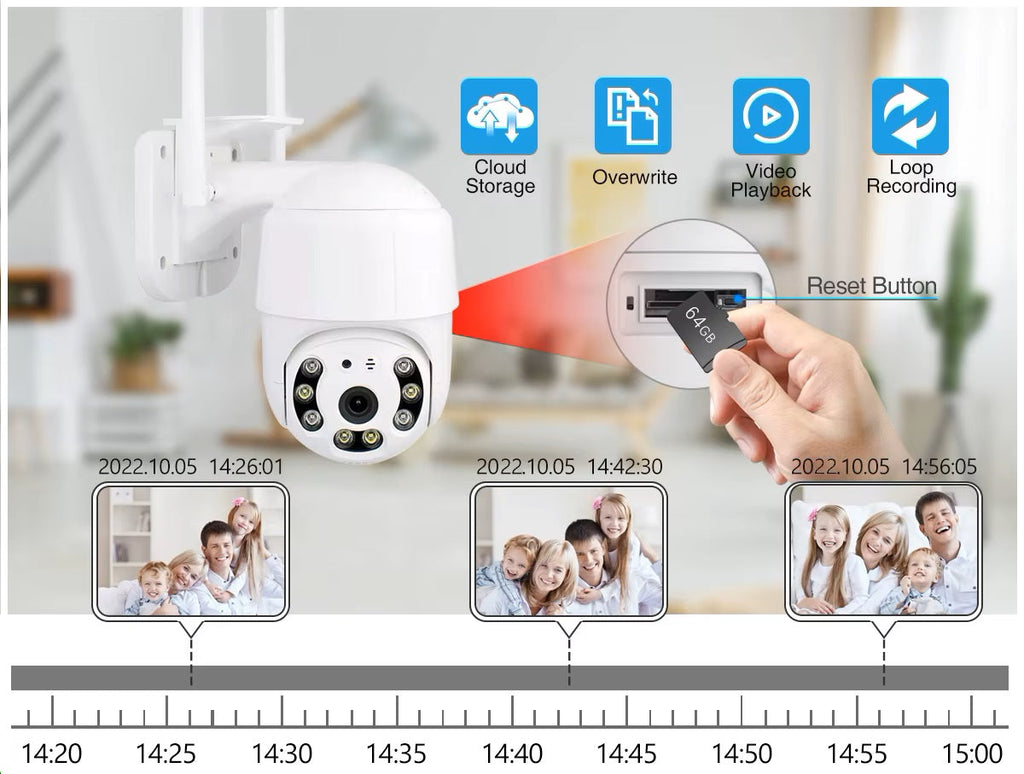 Cámara de Seguridad WiFi 1080P Visión Nocturna Rotación 360° IP66