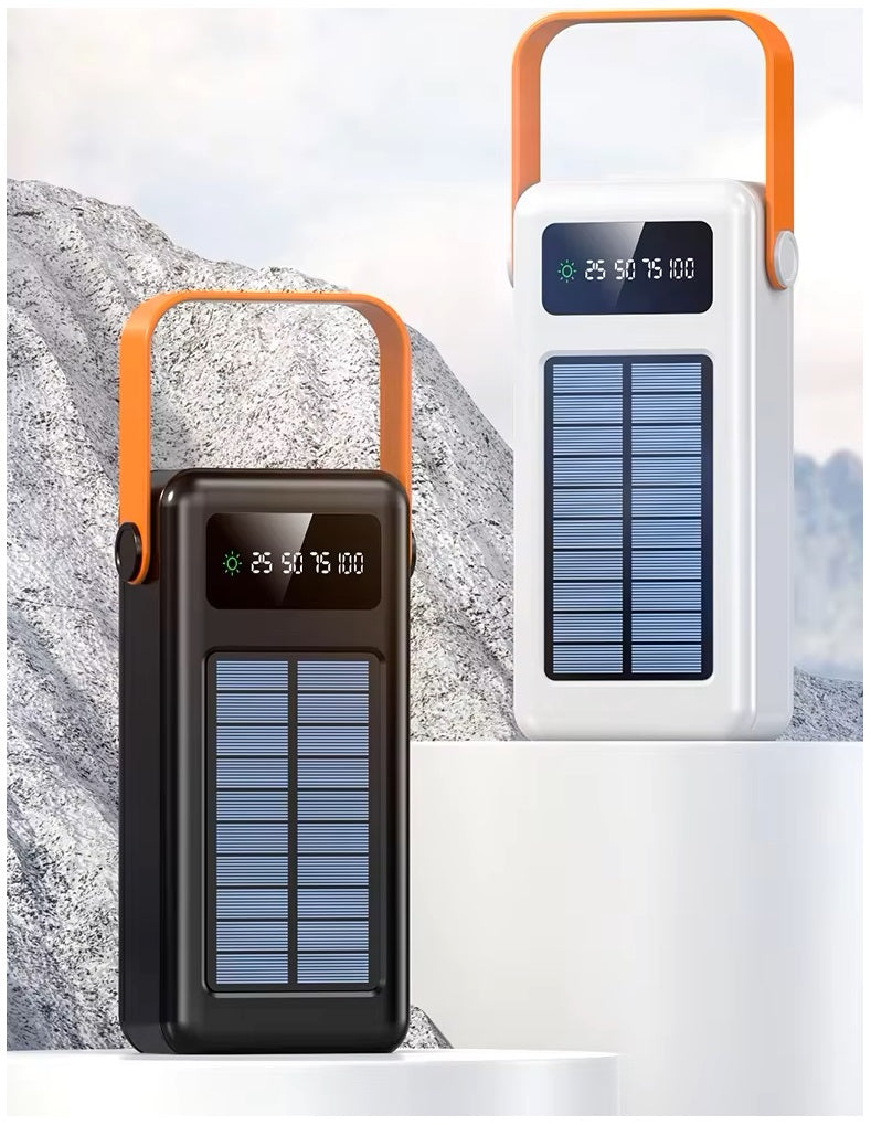 Power Bank Solar 40000mAh Cables Integrados Luz LED