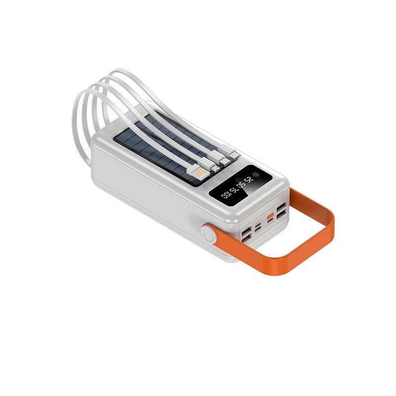 Power Bank Solar 40000mAh Cables Integrados Luz LED