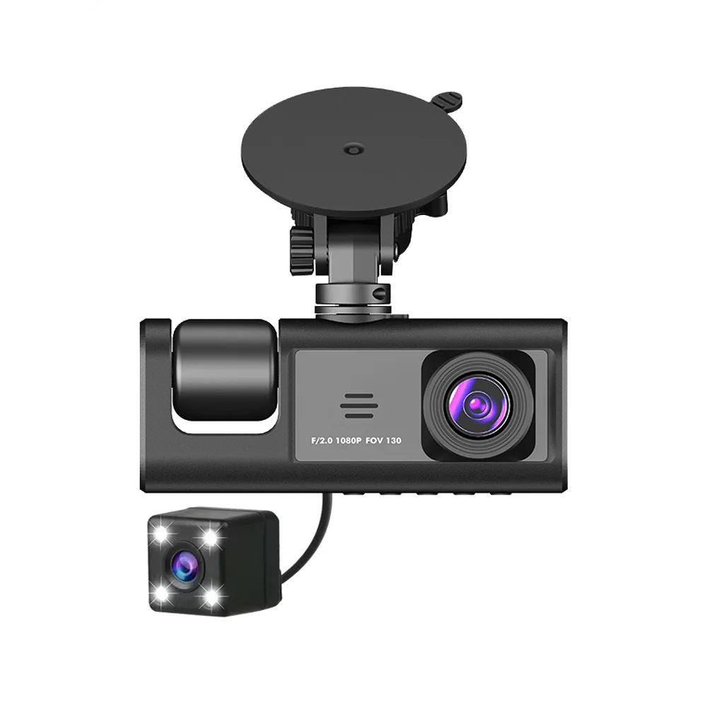 Cámara DVR para Auto Full HD 1080P 3 Canales Visión Nocturna WiFi
