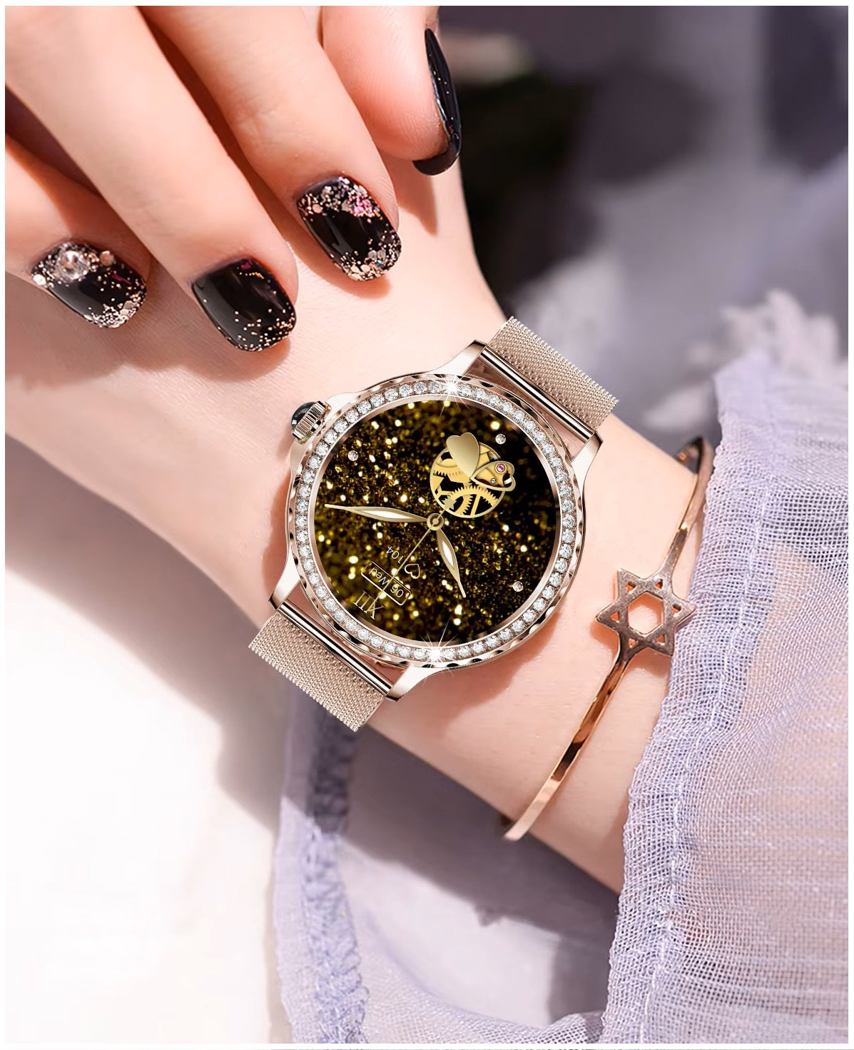 Smartwatch I58 para Mujer, Llamadas Bluetooth y Correa Metálica