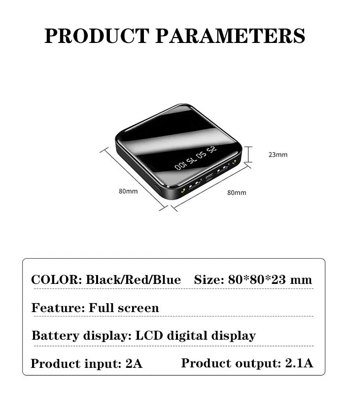 Power Bank 10000mAh 2 USB Micro USB Linterna Negro