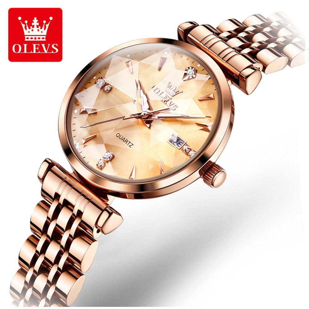 Reloj Cuarzo Mujer Esfera Esmeralda, Cristales y Correa de Acero