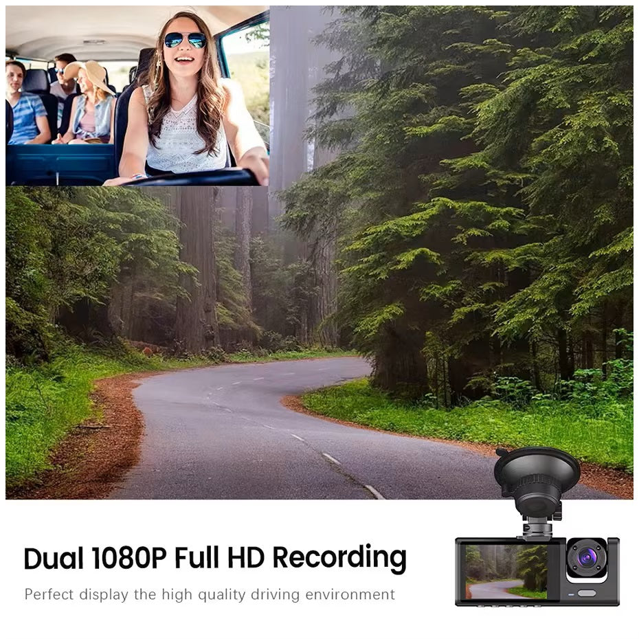 Cámara DVR para Auto Full HD 1080P 3 Canales Visión Nocturna WiFi