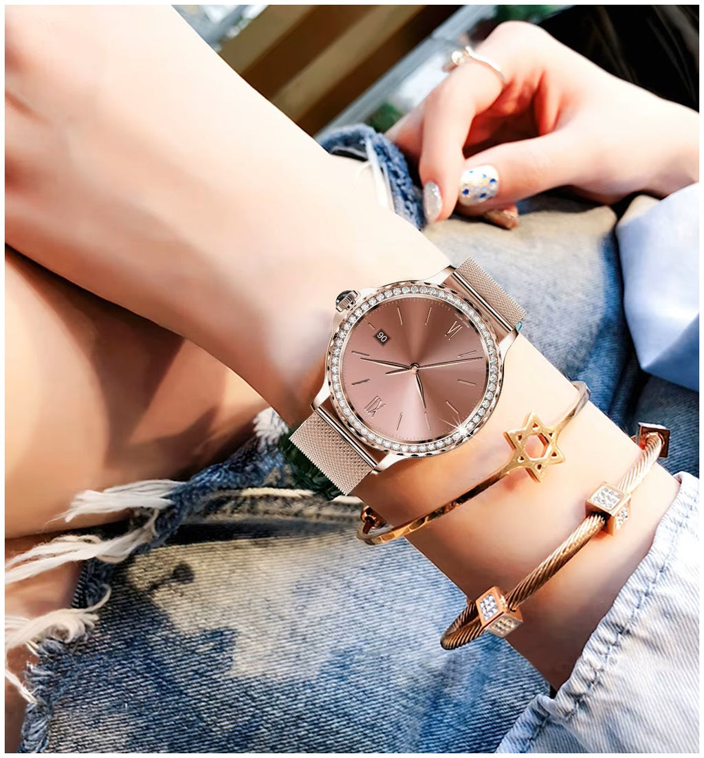 Smartwatch I58 para Mujer, Llamadas Bluetooth y Correa Metálica