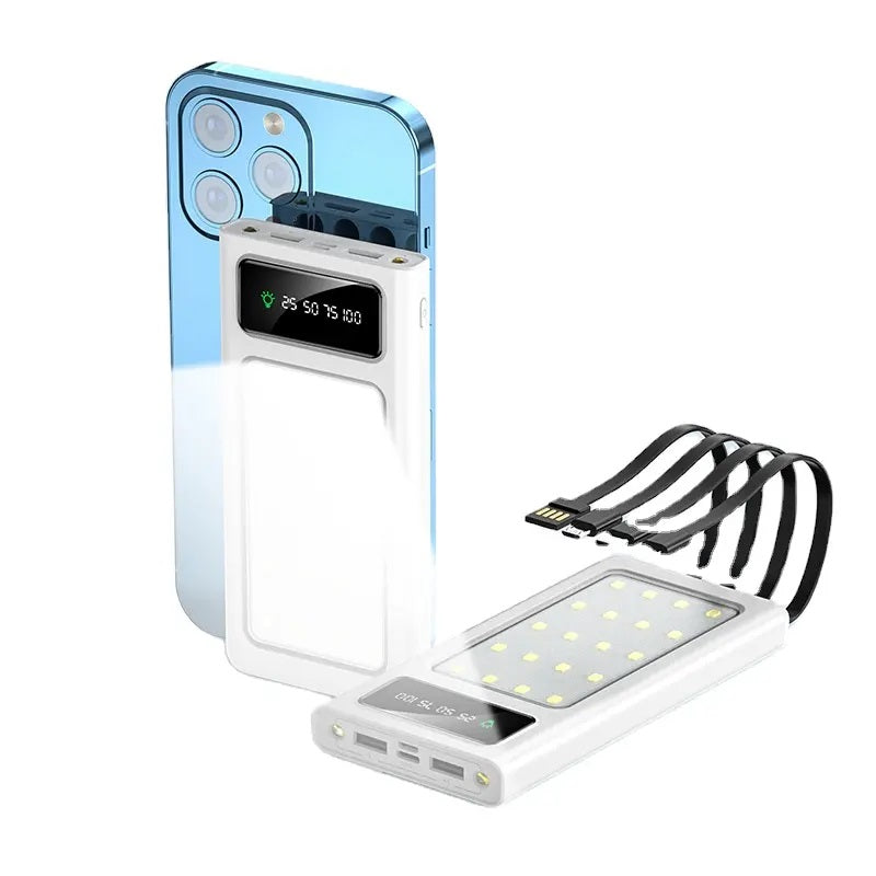 Power Bank 20000mAh Carga Rápida Luces para Camping Multifuncional