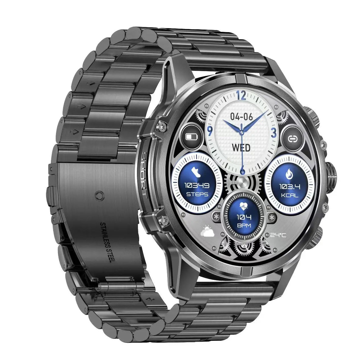Smartwatch Deportivo Táctico AMOLED 1.75” IP67, 600mAh, Bluetooth HD