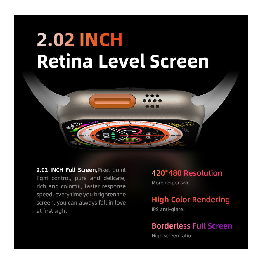 Smartwatch HW8 Ultra 2.02" con Correas Blanca y Naranja