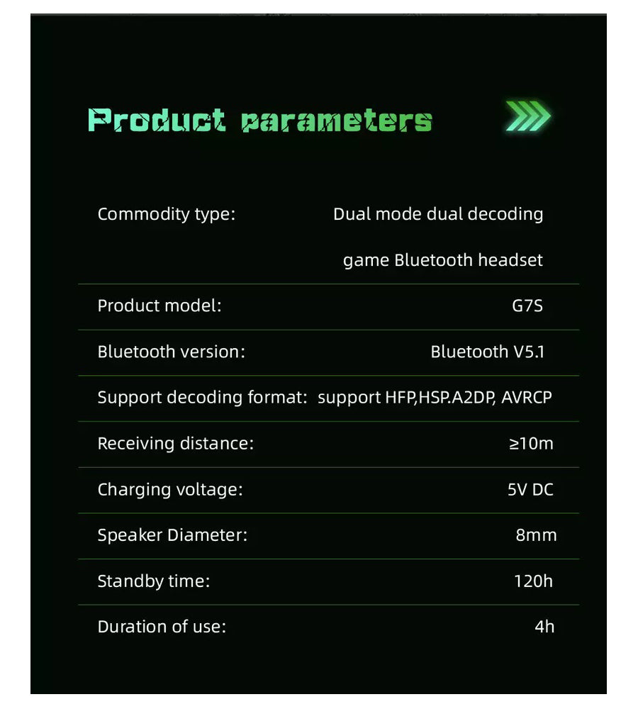Audífonos Bluetooth Gamer G7S V.5.1