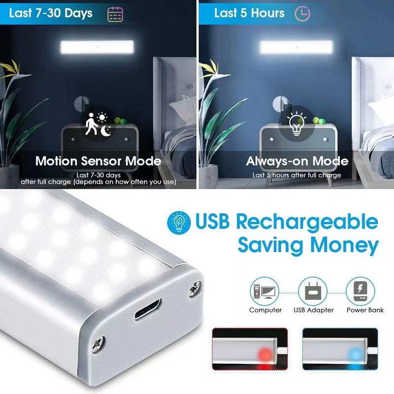 Barra Luz Led inteligente con sensor de movimiento Recargable