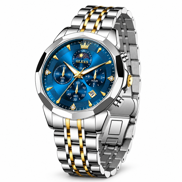 Reloj Hombre Acero Inoxidable Azul con Cronógrafo