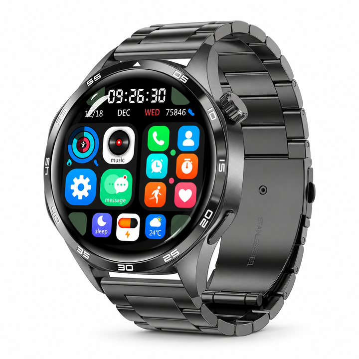 Smartwatch GT5 Pro con Correas Metálica y Silicona, Bienestar 24/7