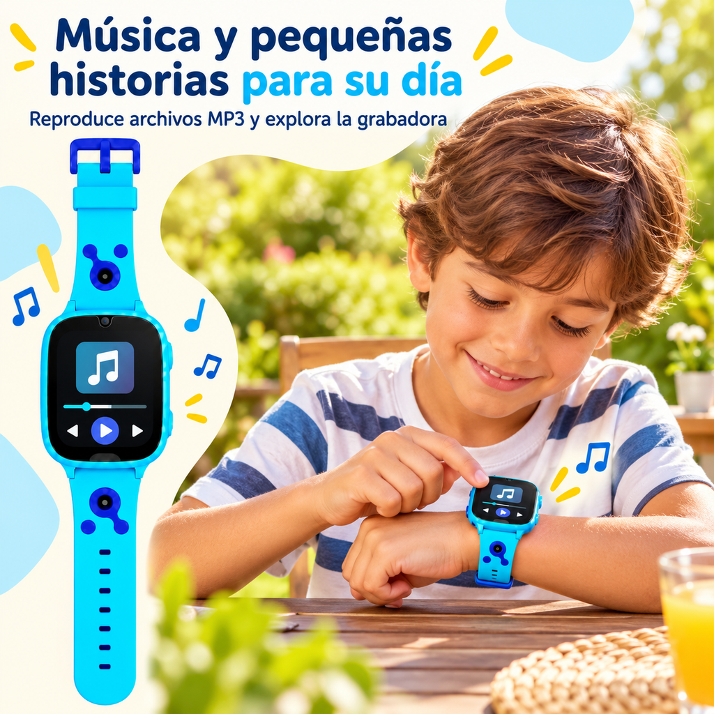Color azul: reloj infantil con reproductor de archivos MP3 y grabadora