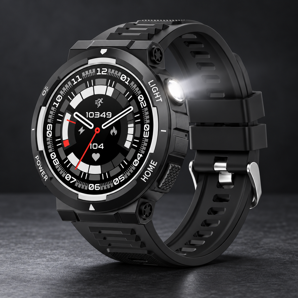 Diseño del smartwatch negro y gris; imagen basada en proveedor Alibaba