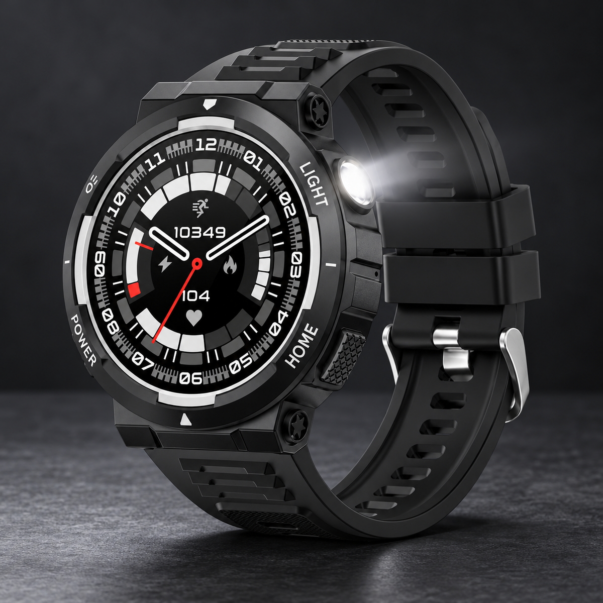 Diseño del smartwatch negro y gris; imagen basada en proveedor Alibaba